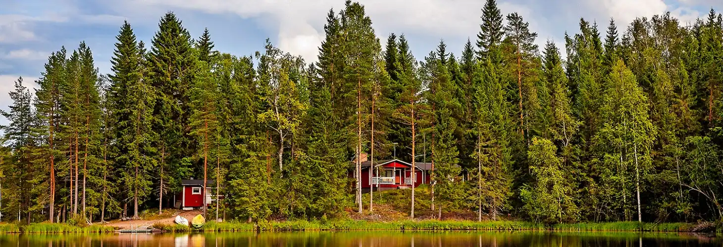 Idyllisches Waldgebiet mit See, Finnland