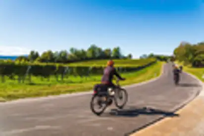 Radfahren entlang der Weinroute an der Grenze zwischen Slowenien und Österreich