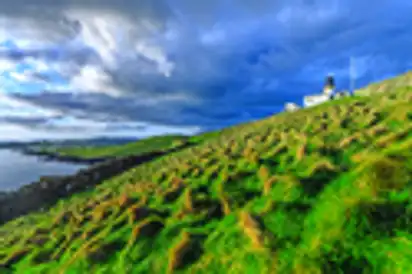 Sumburgh Head Lighthouse auf den Shetland-Inseln in Schottland